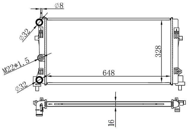 ORIS RADYATÖR BRAZİNG A1-IBIZA V-POLO 1.2-1.4-1.6 09 AC KLİMASIZ MEK 648x326x16 OEM: 6R0121253 - ORIS BAU063016 kodlu oto yedek parça