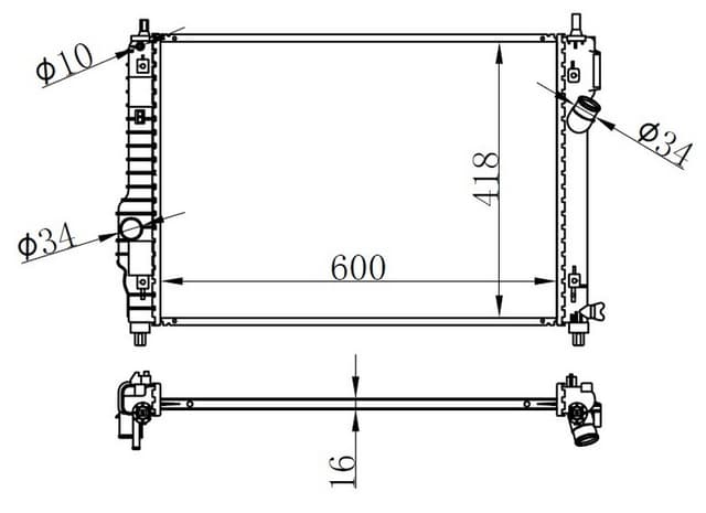 ORIS RADYATOR BRAZİNG MT 600X418X16 KALOS/ AVEO 1.2İ/1.6İ 05 OEM: 95227751-95227749 - ORIS BCH029016 kodlu oto yedek parça