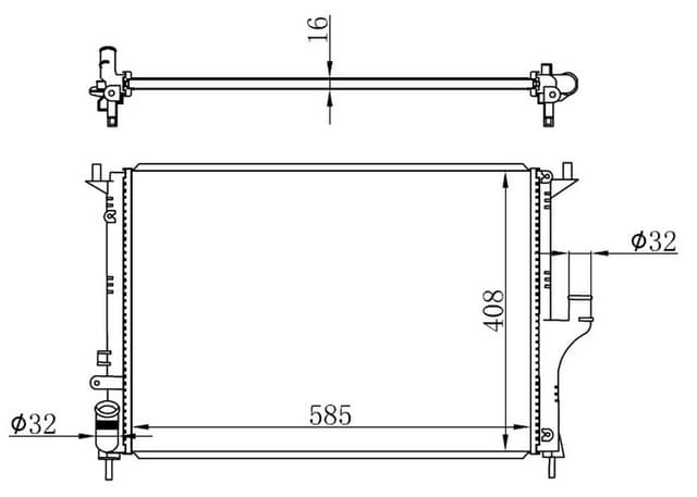 ORIS MOTOR SU RADYATÖRÜ DACIA LOGAN 06> SANDERO 08> DUSTER 10> 1.4 1.5dCİ 1.6 AC 585x408x22 OEM: 8200735039-214100980R - ORIS BDC046016 kodlu oto yedek parça