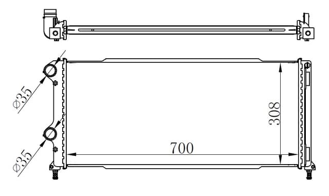 ORIS RADYATÖR BRAZİNG DOBLO 1.9 JTD-1.3MTJ MEK AC KLİMASIZ 700x305x38 -46807378 55174187-51779233-51861635 OEM: 55174187-51779233-51861635 - ORIS BFI016026 kodlu oto yedek parça