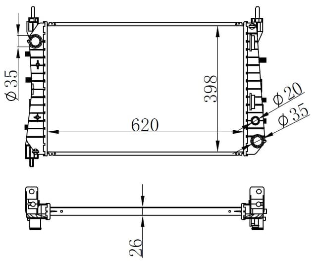 ORIS RADYATÖR BRAZİNG LINEA 1.3 JTD AC KLİMASIZ MEK 621x395x26 OEM: 51785217-51852517 - ORIS BFI026026 kodlu oto yedek parça