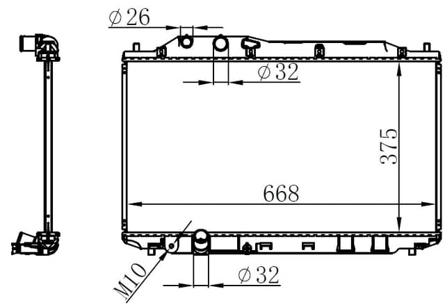 ORIS RADYATÖR BRAZİNG CIVIC SEDAN 06 > 375x668x16 OEM: 19010 RNA A01 - ORIS BHN075016 kodlu oto yedek parça