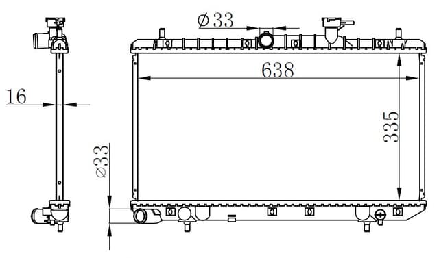 ORIS RADYATÖR BRAZİNG ACCENT II ADMIRE 1.6I 00-05 AC KLİMASIZ MEK OTOM 335x638x16 OEM: 2531025300 - ORIS BHY001016 kodlu oto yedek parça