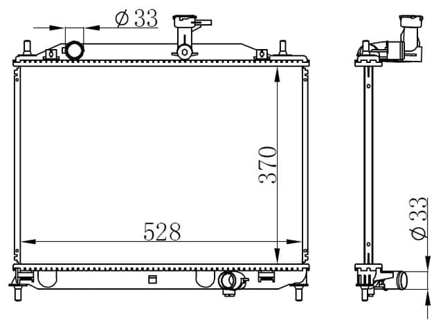 ORIS RADYATÖR BRAZİNG ACCENT ERA 1.5 CRDI 05> AC KLİMASIZ MANUEL 370x528x26 OEM: 253101E301 - ORIS BHY073026 kodlu oto yedek parça