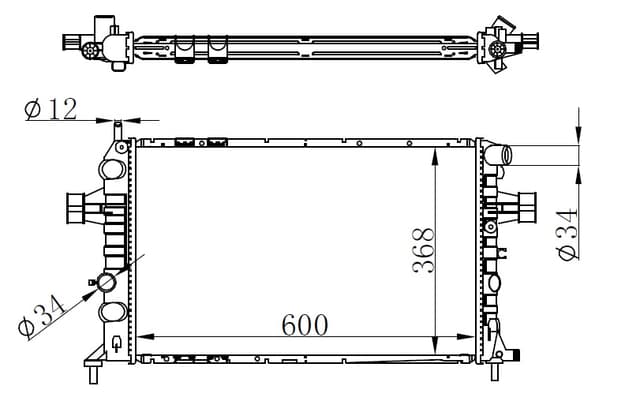 ORIS RADYATOR BRAZİNG MT 600X368X26 ASTRA G- 1.4İ/1.6İ/1.8İ/2.2İ 98- OEM: 93177121-9193265-1300214-1300257 - ORIS BOP138026 kodlu oto yedek parça