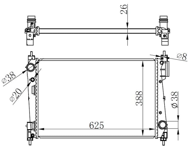 ORIS RADYATÖR CORSA D 1.3CDTI MEK AC KLİMASIZ 620x415x16 OEM: 55703926-13313295-1300296-1300415 - ORIS BOP174026 kodlu oto yedek parça