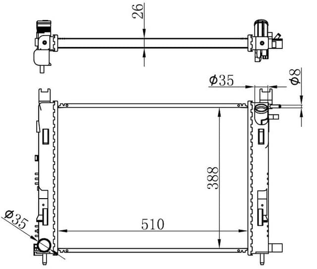 ORIS RADYATÖR CLIO IV-LOGAN II-DOKKER-LODGY 1.5 DCİ OEM: 214100078R-214101612R - ORIS BRN064026 kodlu oto yedek parça