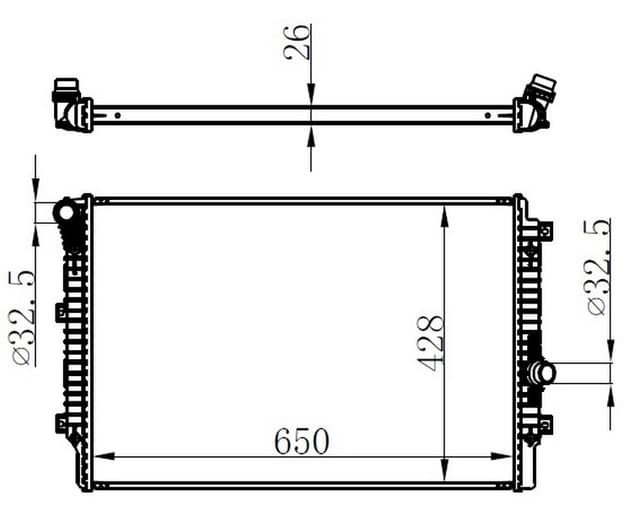 ORIS RADYATOR BRAZİNG MT 650X628X26 CADDY IV 2.0 TDI 2015 65336 OEM: 5K0121251Q - ORIS BVW041026 kodlu oto yedek parça