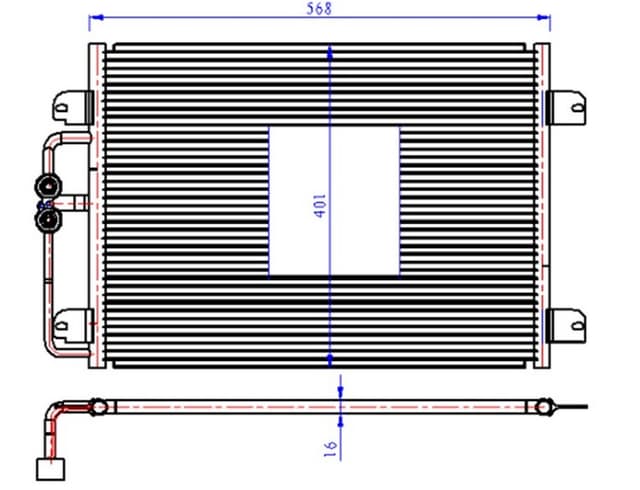 ORIS KLİMA KONDENSERİ MGN I-SCENIC I 1.4-1.6-2.0-1.9D 96-03 565x391x16 OEM: 7700425843-7700432392-7702258286 - ORIS CRN843016 kodlu oto yedek parça