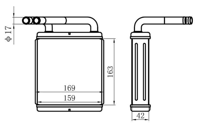 ORIS KALORİFER RADYATÖRÜ BRAZİNG H100 MİN. 163x165x42 OEM: 9721143010-9721143100-9721143050 - ORIS KHY005042 kodlu oto yedek parça