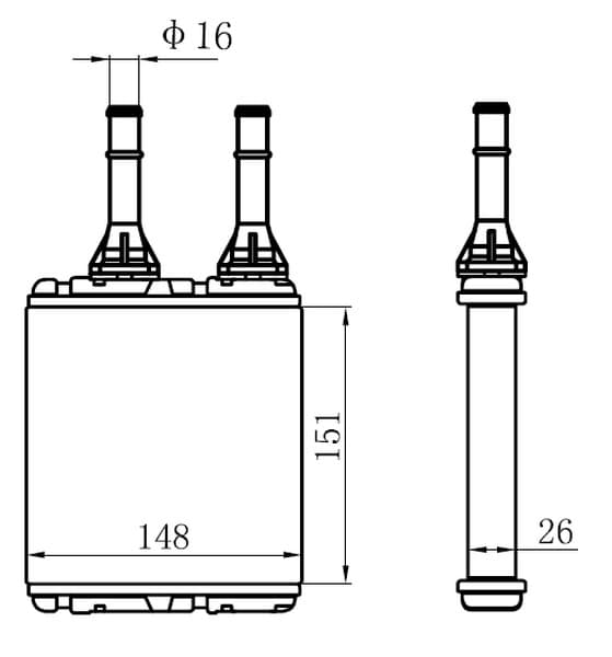 ORIS KALORIFER RADYATORU BRAZING NISSAN D22 AT/MT SANZUMAN 151X147X26 OEM: 27140VK305 - ORIS KNI001026 kodlu oto yedek parça