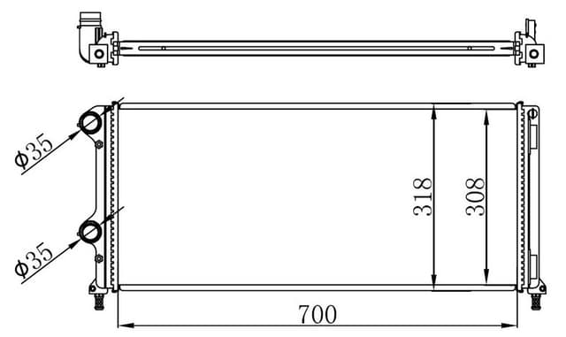 ORIS RADYATÖR DOBLO 1.9 JTD-1.3MTJ MEK AC KLİMASIZ 700x305x38 -46807378 55174187-51779233-51861635 OEM: 55174187-51779233-51861635 - ORIS MFI851034 kodlu oto yedek parça