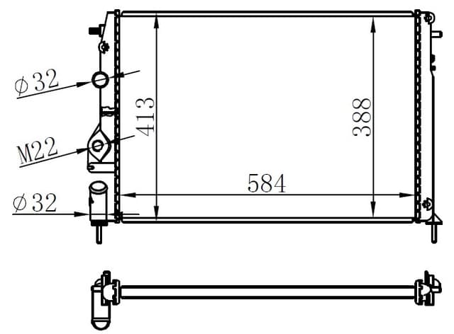 ORIS RADYATÖR MGN I-SCENIC 1.4-1.6-1.8-2.0 16V AC MEK LOGAN 1.5 DCİ 586x415x23 7700425842-7702258285-8200050512 OEM: 7700425842-7702258285-8200050512 - ORIS MRN001023 kodlu oto yedek parça