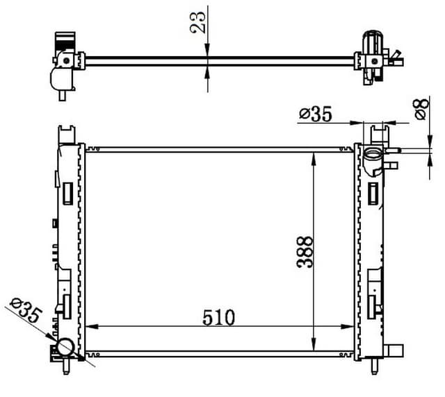 ORIS MOTOR SU RADYATORU CAPTUR I 12 CLIO IV 12 DOKKER 12 SYMBOL III 14 SANDERO II 12 0.9 TCE 1.2 TCE 1.5 DCI 1.6 506x414x18 BRAZİNG 214107326R-214100055R OEM: 214107326R-214100055R - ORIS MRN072023 kodlu oto yedek parça