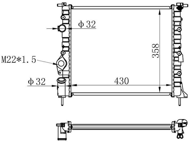 ORIS RADYATÖR CLIO II-LOGAN 04 KNG 01 MGN 96 1.4-1.61.5D-1.9 KLİMASIZ MEK 430x377x23 7700838134-7700836301-7700436693 OEM: 7700838134-7700836301-7700436693 - ORIS MRN933023 kodlu oto yedek parça