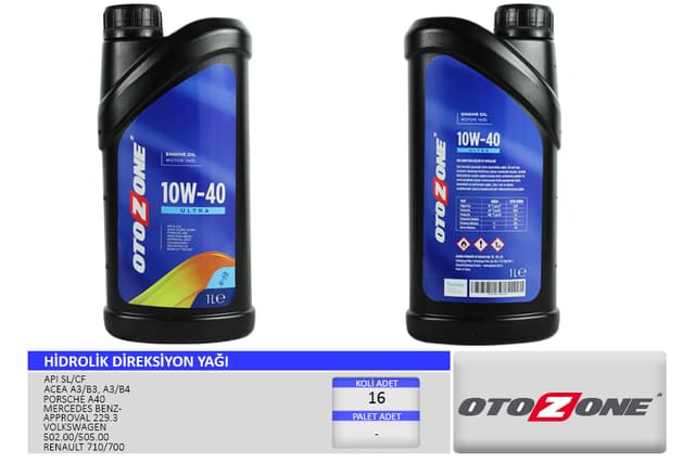 OTOZONE MOTOR YAĞI 10W40 1 LT ULTRA YARI SENTETİK API SL/CF OEM: 10W40 - OTOZONE CYAG2301 kodlu oto yedek parça