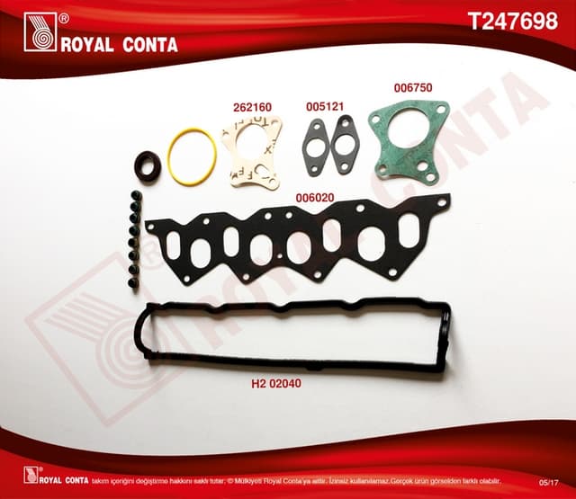 ROYAL MOTOR ÜST TAKIM CONTA SKT KEÇELİ KNG-EXP-CLIO-MGN-R19 F8Q  - ROYAL T247698 kodlu oto yedek parça