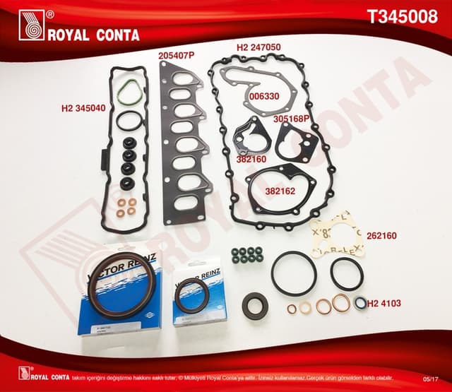 ROYAL SİLİNDİR LASTİKLİ TAKIM CONTA KEÇELİ MASTER-MGN 1.9 F9Q  - ROYAL T345008 kodlu oto yedek parça