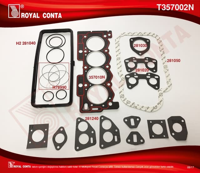 ROYAL MOTOR TAKIM CONTA AX-BX-C15-SAXO-XSARA-ZX-C3 1.1-1.4 LT. K1F-K1G-K2A-K2B-TU1M-TU3M OEM: 0197.H9 - ROYAL T357002N kodlu oto yedek parça
