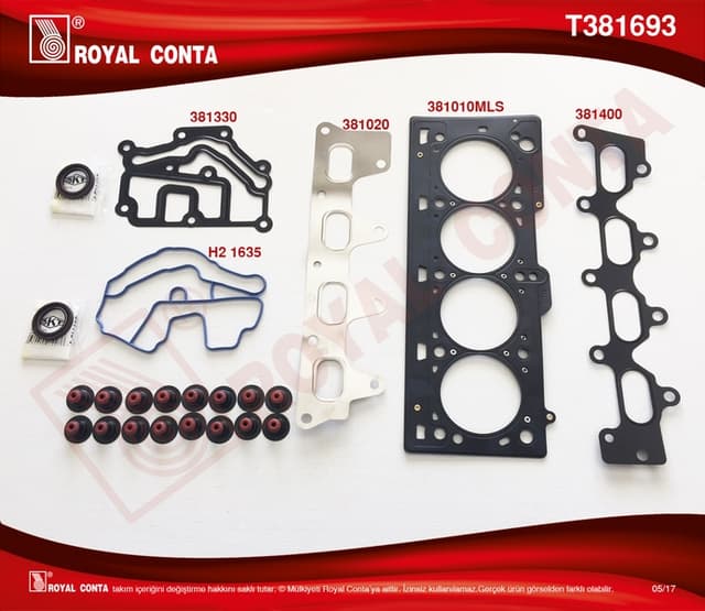 ROYAL ÜST TAKIM CONTA SKT KEÇELİ REINZ SUB.LASTİKLİ CLIO-MGN-SCENIC-LGN 1.4-1.6 16V K4J-K4M OEM: 7701471886-7701471361 - ROYAL T381693 kodlu oto yedek parça