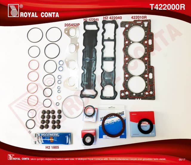 ROYAL MOTOR TAKIM CONTASI CORTECO KEÇELİ S.LASTİKLİ P206-P207P307-P1007-C2-C3-C4 1.4 16V 03 > 88HP ET3J4  - ROYAL T422000R kodlu oto yedek parça