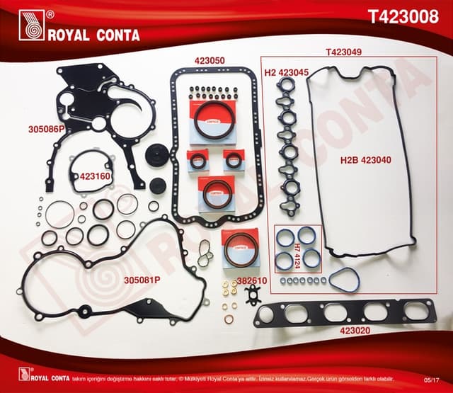 ROYAL TAKIM CONTA CORTECO KEÇELİ REINZ SUBP.LAST SKC SİZ MASTER 2.2-2.5 DCI G9T-G9U  - ROYAL T423008 kodlu oto yedek parça