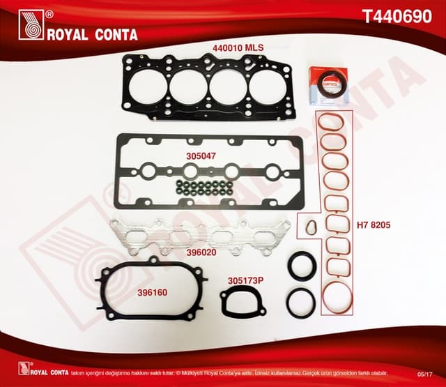 ROYAL ÜST TAKIM CONTA KEÇELİ PALIO-GRANDE PUNTO-LINEA 1.4 16V  - ROYAL T440690 kodlu oto yedek parça