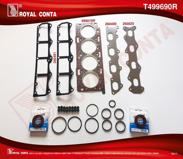 ROYAL MOTOR TAKIM CONTASI REINZ KEÇE SUB.LAS DOBLO-PALIO-ALBEA 1.6 01> 182.B6.000/MT.NO:505169 A KADAR OEM: 71718142 - ROYAL T499690R kodlu oto yedek parça