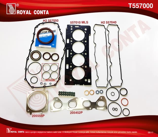 ROYAL MOTOR TAKIM CONTA REINZ KEÇELİ S.LASTİKLİ P206-P207-P307-P308 1.6 16V TU5JP4 - ROYAL T557000 kodlu oto yedek parça