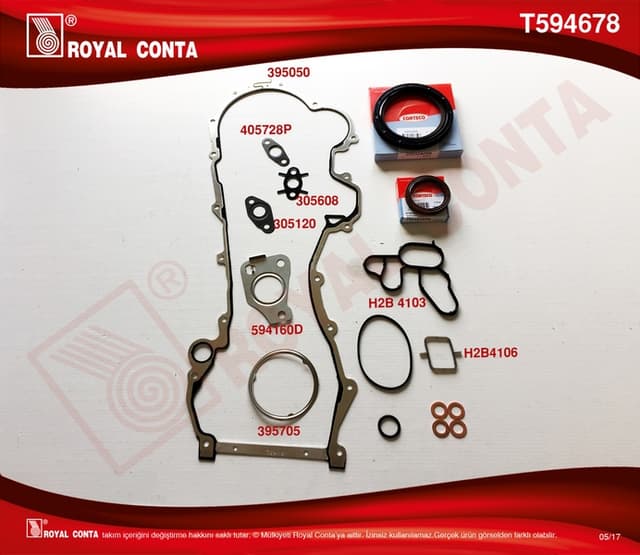 ROYAL ALT TAKIM CONTASI CORTECO KEÇELİ DOBLO-PUNTO-500 1.3MTJ 10> 199.A3/A9/B1/B4-223.A9 OEM: 71753763-6606040 - ROYAL T594678 kodlu oto yedek parça