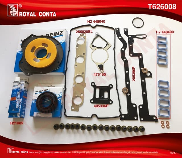 ROYAL MOTOR TAKIM CONTA REINZ KEÇE SUBAP LAS SKC SİZ BOXER-JUMPER 2.2 HDİ 100/120 P22DTE Euro4  - ROYAL T626008 kodlu oto yedek parça