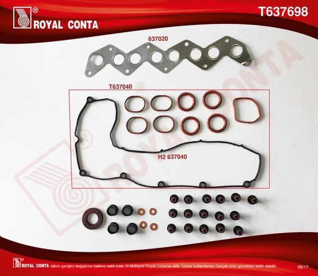 ROYAL ÜST TAKIM CONTA REINZ KEÇELİ S LASTİ SKC SİZ C4-C5 04 C8-JUMPY-MONDEO-C30-S40 II 07 2.0HDI OEM: 0197.AC - ROYAL T637698 kodlu oto yedek parça