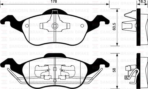 SANGSIN ÖN FREN BALATA FORD FOCUS 1.4L 1.6L 1.8L 2.0L 98-04 TAMT2K021FCS-1075558-98AB2K021AG OEM: TAMT2K021FCS-1075558-98AB2K021AG - SANGSIN SP1259 kodlu oto yedek parça