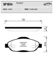 SANGSIN ÖN BALATA P308 1.4 1.6 HDİ 2.0 HDİ 07> P308 SW 07> P308 CC 1.6 HDİ 09> P3008 13> 1.6 HDI-VTI OEM: 1647862780-4254.26-1609253080 - SANGSIN SP1804 kodlu oto yedek parça