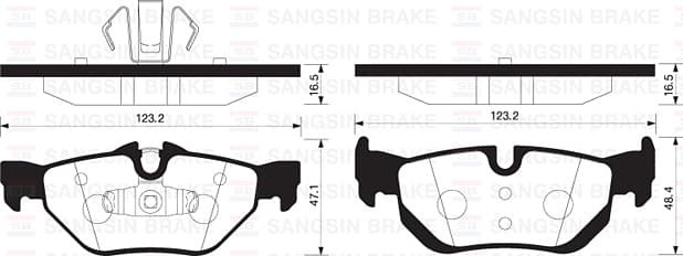 SANGSIN FREN BALATASI ARKA KULAKLI BMW E87 E90 X1 E84 OEM: 34216774692-34121288891 - SANGSIN SP2158 kodlu oto yedek parça