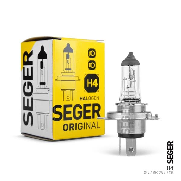 SEGER AMPUL H4 24V 75/70W P43T STANDART YENİLEME 3.500K STANDART IŞIK P43 TIRNAKLI  - SEGER 206549 kodlu oto yedek parça