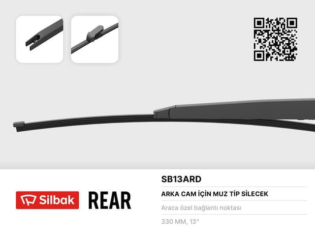 SILBAK SİLECEK SÜPÜRGESİ ARKA MUZ TİPİ 330MM KIA CEE D. PRO CEE D 05/12  - SILBAK SB13ARD kodlu oto yedek parça