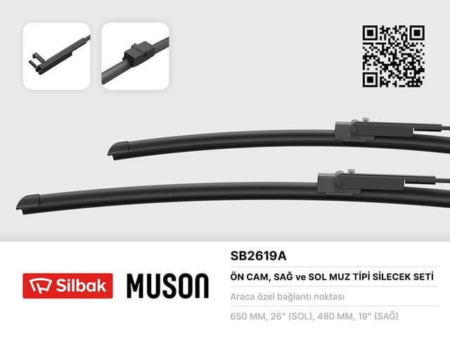 SILBAK ÖN SİLECEK SÜPÜRGESİ X2 MUZ TİPİ FOCUS II 03 08 C MAX 04 10 OLCU: 650 / 480MM 3M51 S17528 AA-1537074 OEM: 3M51 S17528 AA-1537074 - SILBAK SB2619A kodlu oto yedek parça