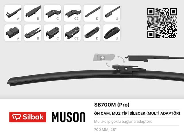 SILBAK SİLECEK SÜPÜRGESİ MUZ TİPİ GRAFİTLİ 700mm 6 APARATLI TRANSIT V184-V347-V348 01 14 YC1XS17528AA-YC1XS17528BA-T123666 OEM: YC1XS17528AA-YC1XS17528BA-T123666 - SILBAK SB700M kodlu oto yedek parça