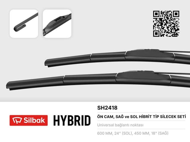 SILBAK SİLECEK SÜPÜRGESİ 600/450MM MUZ TİPİ HR-V 06/15-İ30. CW FD. FGH 04/10-CEE D. PRO CEE D 02/10-SPO HYUNDAI ELANTRA VII SALOON CN7 03-20 UNIVERSAL OEM: UNIVERSAL - SILBAK SH2418 kodlu oto yedek parça