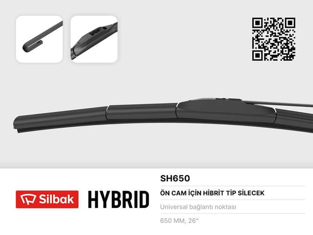 SILBAK SİLECEK SÜPÜRGESİ HYBRID TİPİ 650mm ÜNİVERSAL  - SILBAK SH650 kodlu oto yedek parça