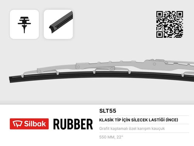 SILBAK SİLECEK LASTİĞİ 550MM TEL TAKILAN DUCATO ORJ.LASTİĞİ-MGN SÜRÜCÜ-BMW-AUDI-VW  - SILBAK SLT55 kodlu oto yedek parça