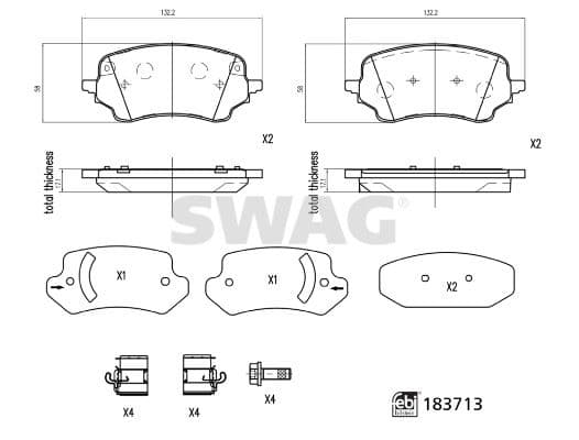 SWAG ÖN FREN BALATASI PUMA 09-2019 2413372-2425653-KTL1TC2K021AC OEM: 2413372-2425653-KTL1TC2K021AC - SWAG 33109158 kodlu oto yedek parça