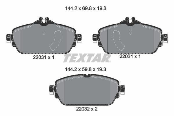 TEXTAR FREN BALATASI ON MERCEDES W205 S205 C205 A205 W213 S213 A238 OEM: A0004209703 - TEXTAR 2203101 kodlu oto yedek parça