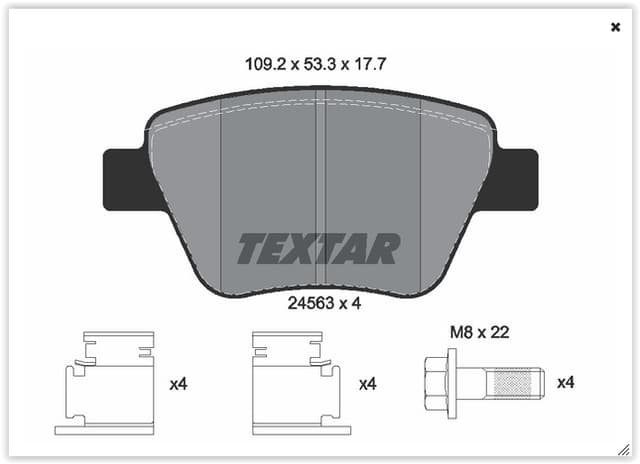 TEXTAR ARKA BALATA CADDY-GOLF6-JETTA-A3-OCTAVIA-SUPERB 10 > OEM: 5K0698451-5K0698451A-2K5698451 - TEXTAR 2456301 kodlu oto yedek parça