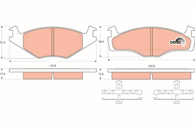 TRW ÖN BALATA POLO 94/99 CORDOBA 94/99 IBIZA 93/2.02 OEM: 867698151 - TRW GDB1219 kodlu oto yedek parça