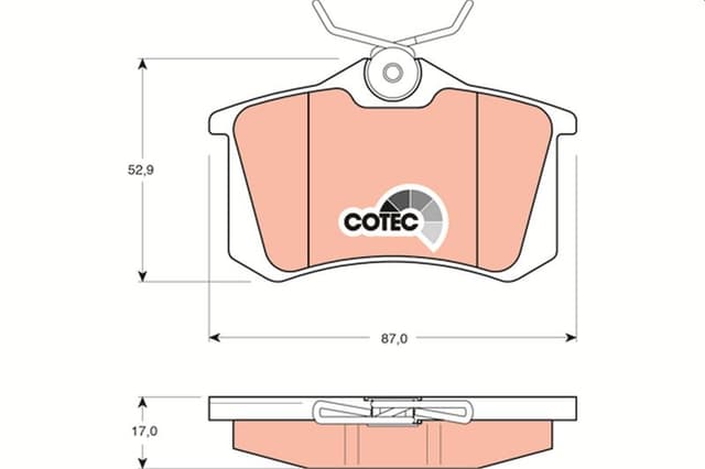 TRW ARKA BALATA FLUENCE-MEGANE II-III-P207-P308-P307-PARTNER-BERLINGO-C2-C3-C4-CROSSLAND- BORA-PASSAT 97 GOLF IV-V-POLO 87x52.9x17 OEM: 1J0698451P-440605713R-1623180580 - TRW GDB1330 kodlu oto yedek parça