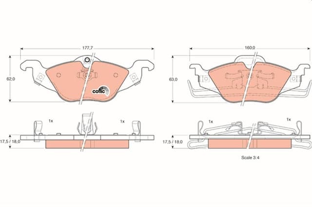 TRW ÖN FREN BALATASI ASTRA G 1.2-1.4-1.6-1.7D-1.8-2.0D 98-05 ZAFIRA 1.8-2.0D 16V 98-05 OEM: 1605034-9195144-1605070-1605091 - TRW GDB1351 kodlu oto yedek parça