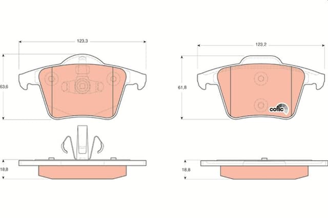 TRW ARKA BALATA VOLVO XC90 2.5T 02 D5 02 T6 02 D5 V8 05 D5 09 3.2 06 D5 09 OEM: 274330-274512-30793093-274528 - TRW GDB1566 kodlu oto yedek parça