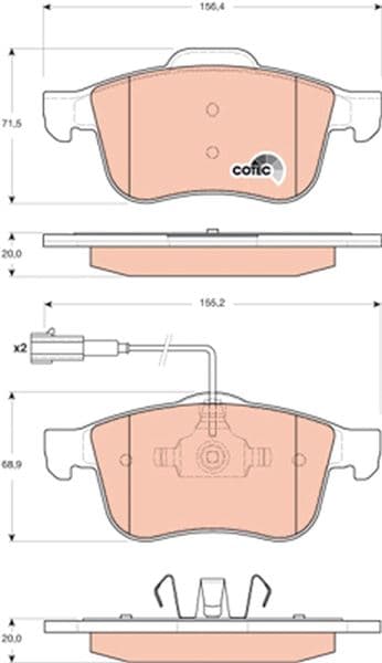 TRW ÖN FREN BALATASI ALFA ROMEO 159 05 11 BRERA 06 SPIDER 06 1.8MPİ 1.9JTS 1.9JTDM 2.2JTS FİŞLİ OEM: 77363599-77364587 - TRW GDB1647 kodlu oto yedek parça